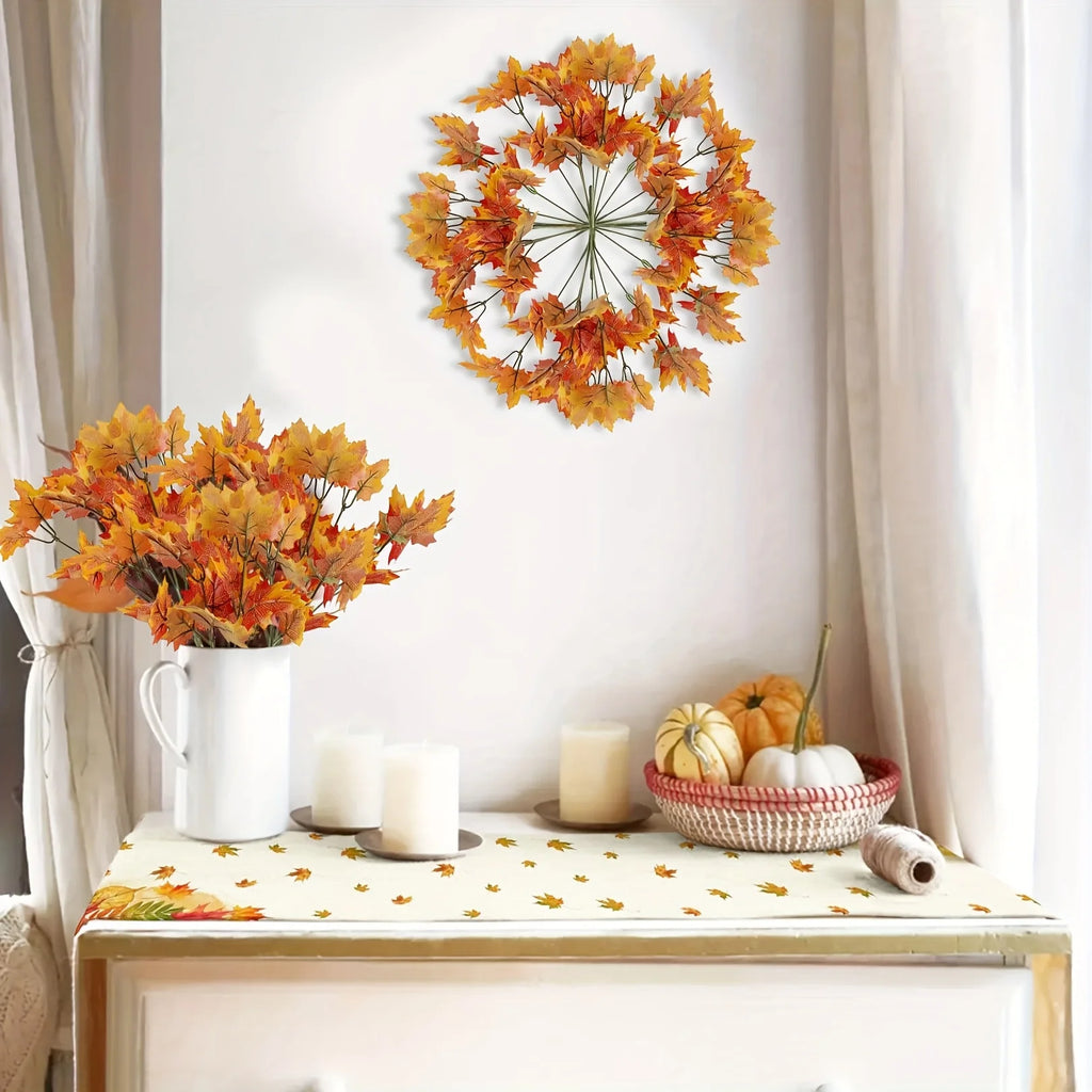2-Pack Artificial Maple Leaf Stems | Fall Autumn Home Decor Artificial Floral Stems Axl