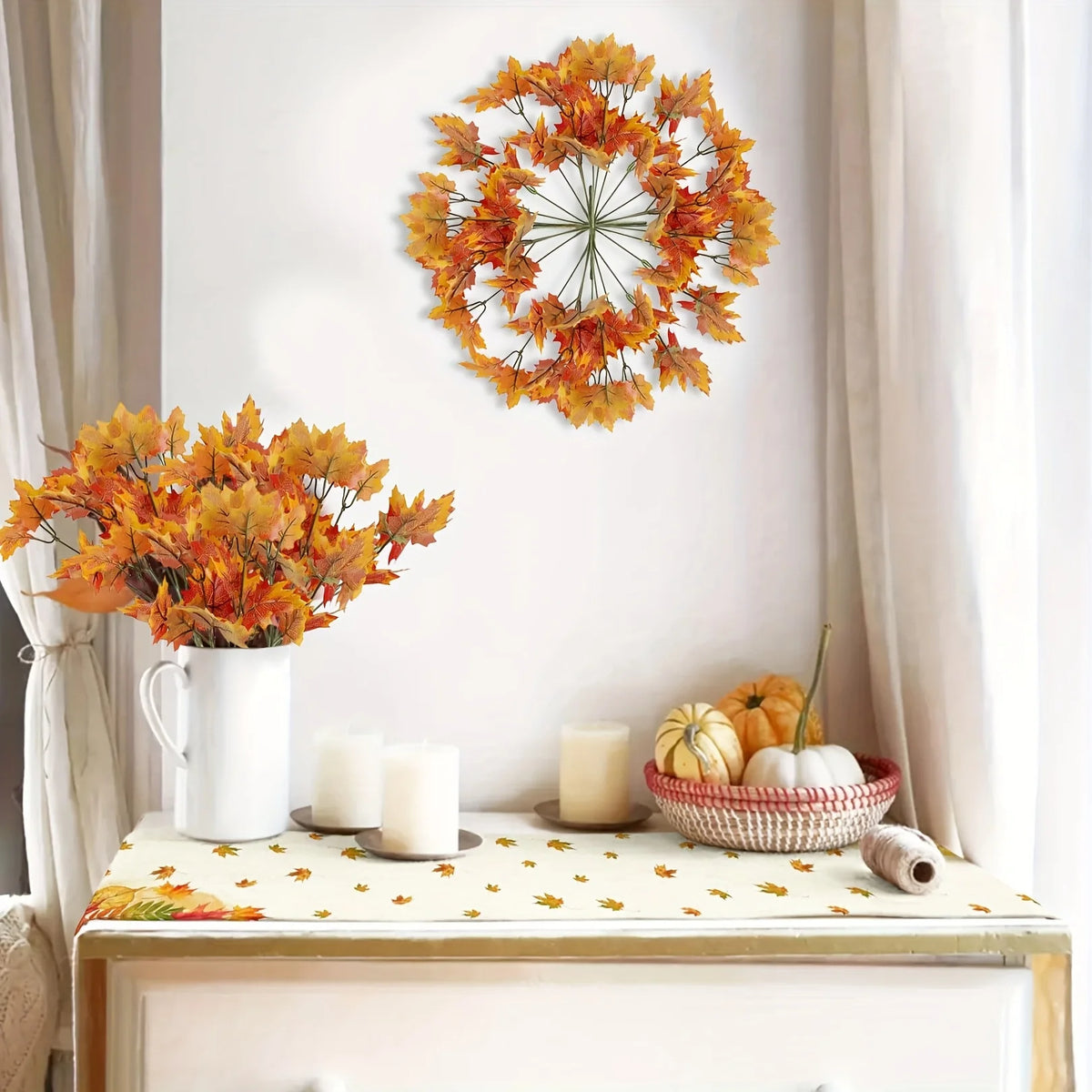 2-Pack Artificial Maple Leaf Stems | Fall Autumn Home Decor Artificial Floral Stems Axl