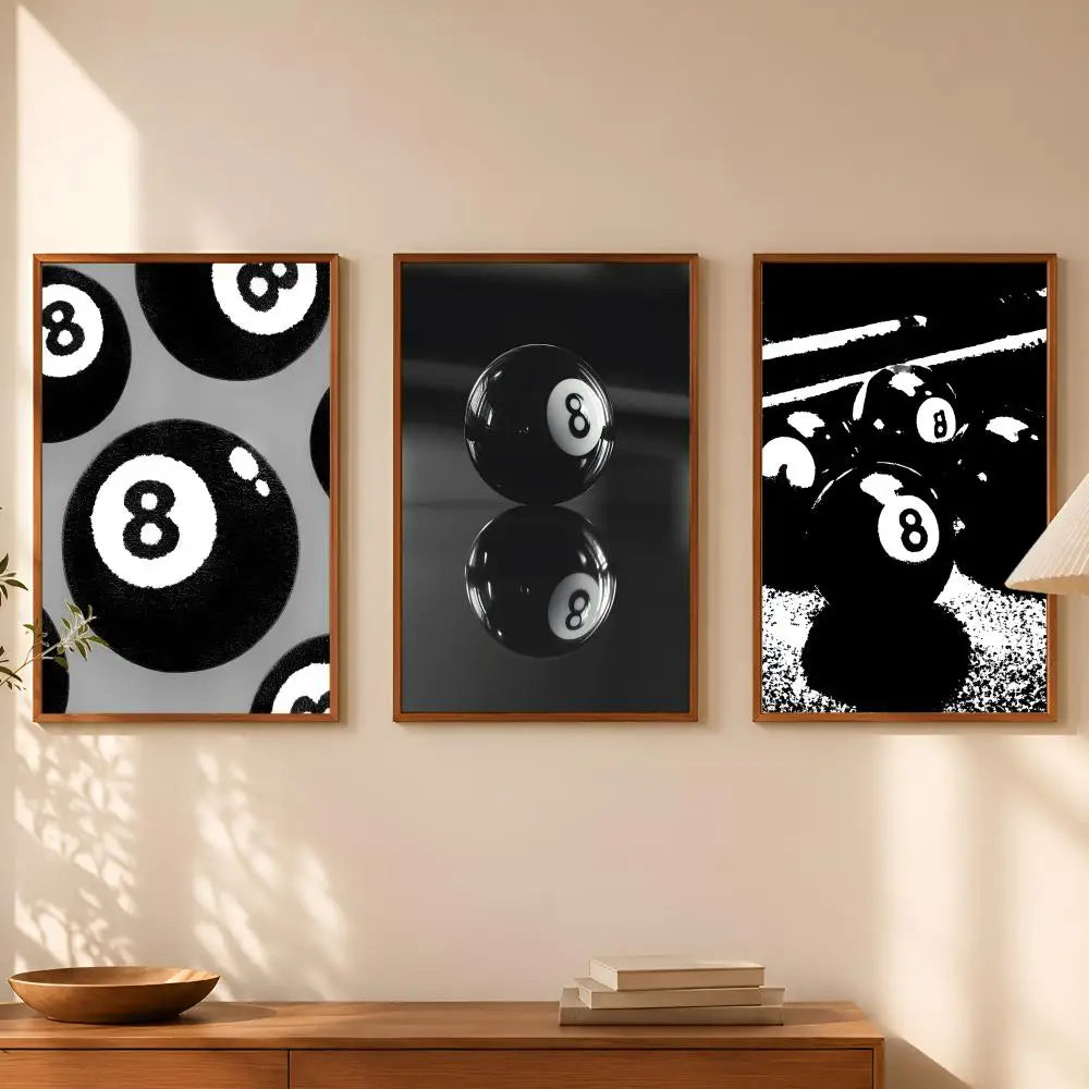 No. 8 Ball Black & White Self-Stick HD PVC Wall Art Poster Wall Art Poster Axl