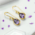 Huitan Purple Pear CZ Drop Earrings – Women's Fashion Jewelry Drop Earrings Axl E2979