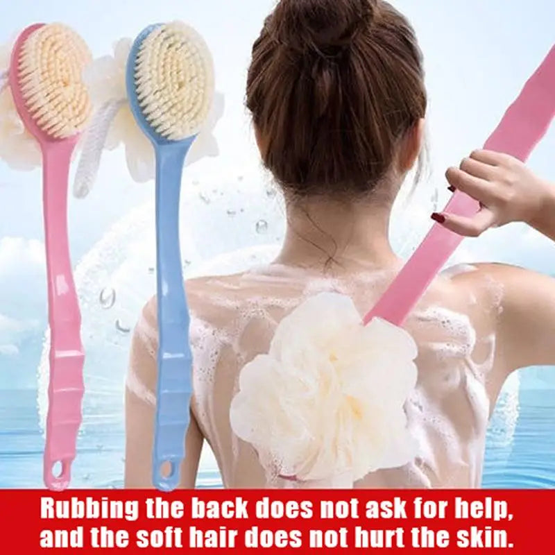 Long Handle Bath Body Brush – Loofah & Bristles Shower Scrubber Bath Body Brush Axl