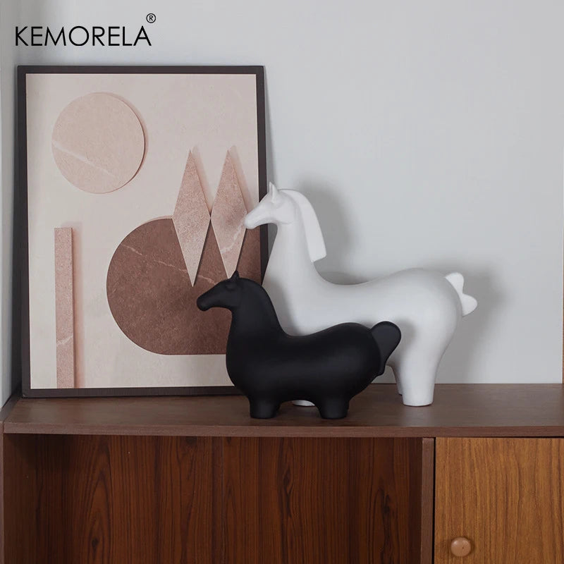 Nordic Ceramic Horse Ornament | Home & Office Decor Gift Ceramic Figurine Axl