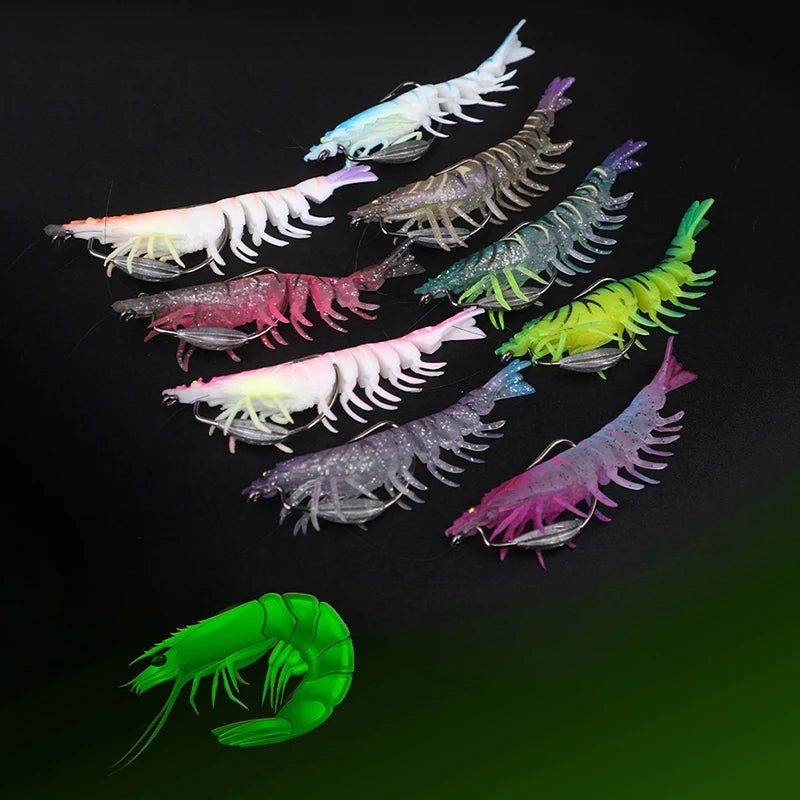 95mm TPE Squid Jig Slow Sinking Wood Shrimp Fishing Lure Squid Jig Lure Axl