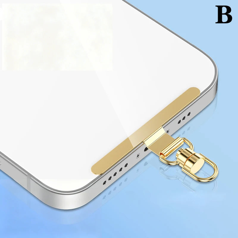 Steel Phone Lanyard Clip Patch – 360° Metal Strap Tab Phone Lanyard Clip Axl B Gold