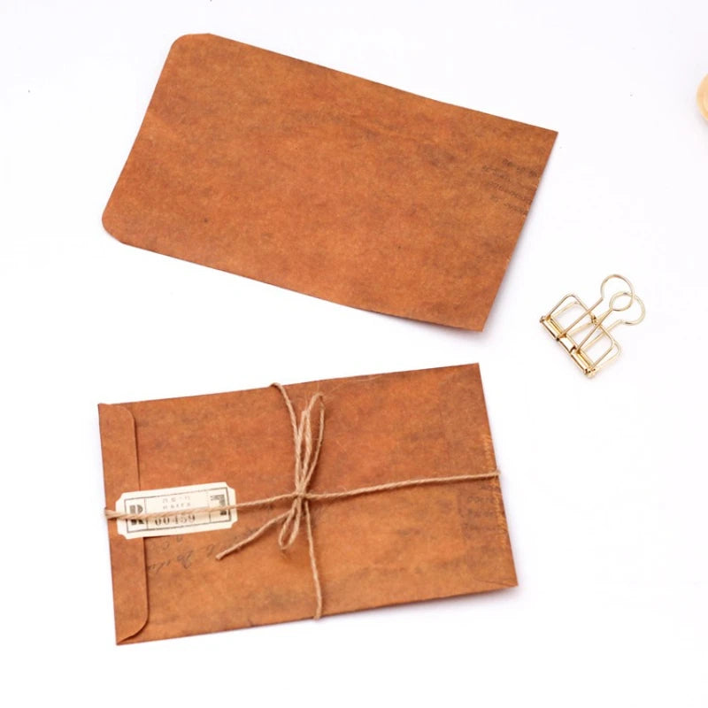 10-Pack Vintage Kraft Paper Envelopes – Retro Mini Style Kraft Paper Envelopes Axl
