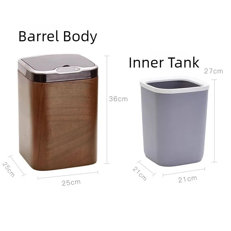 Automatic Sensor Wooden Trash Can – Smart 14L Bin with Lid Sensor Trash Can Axl