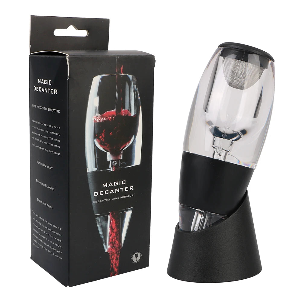 Wine Aerator Decanter Pourer with Filter & Base | Black Wine Aerator Pourer Axl black