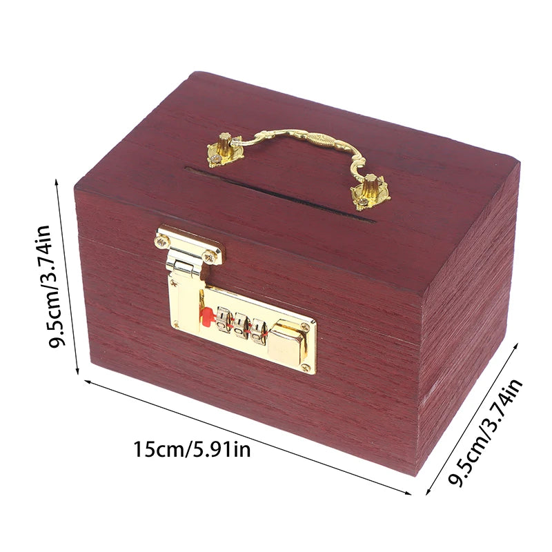 Wooden Password Lock Piggy Bank – Coin & Money Savings Box Wooden Piggy Bank Axl one size
