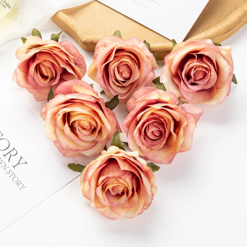 Artificial Silk Roses 10 Pcs – Wedding Bouquet & Home Décor Artificial Silk Flowers Axl Orange