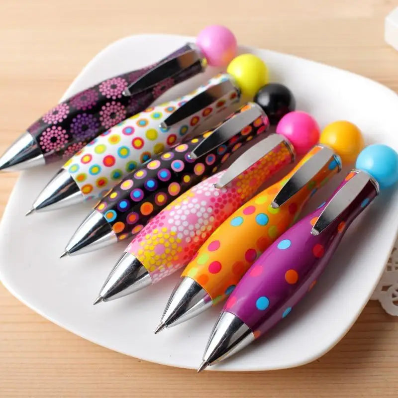 Mini Boho Bowling Shape Ballpoint Pen – Dot Flower Print Novelty Ballpoint Pen Axl