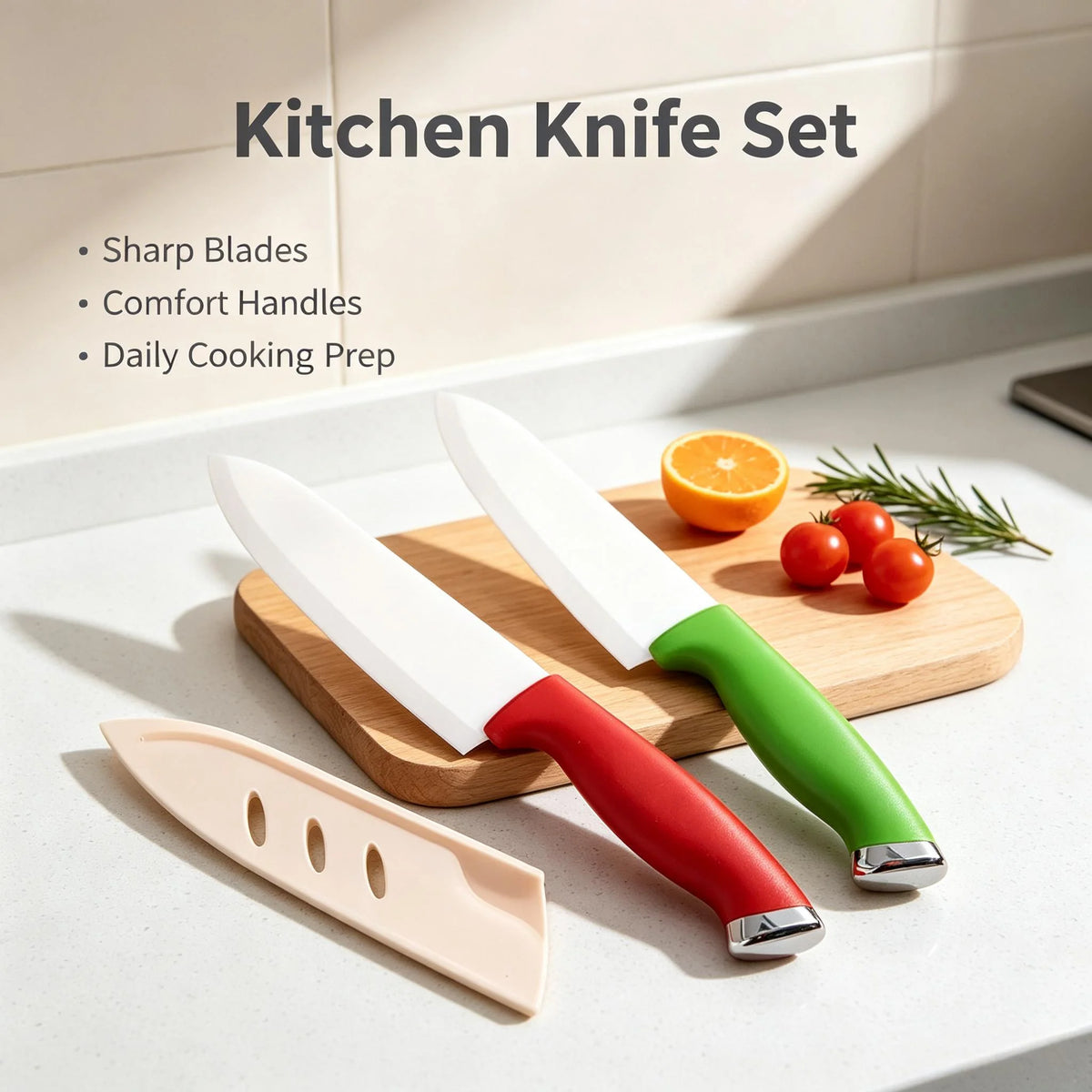 Ceramic Chef Knife Set with Sheaths | Sharp & Rust-Proof Ceramic Knife Set Axl