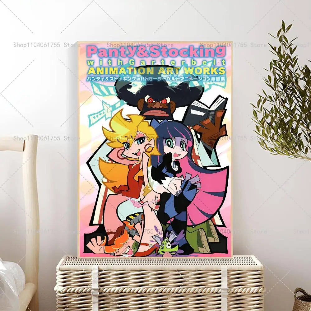 Anime Panty & Stocking Self-Adhesive Wall Art Poster Print Anime Wall Poster Axl 10x15cm No Frame z10