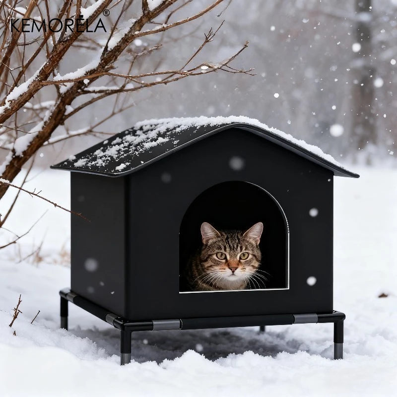 Foldable Outdoor Cat House with Stand – Four-Season Oxford Bed Outdoor Cat House Axl