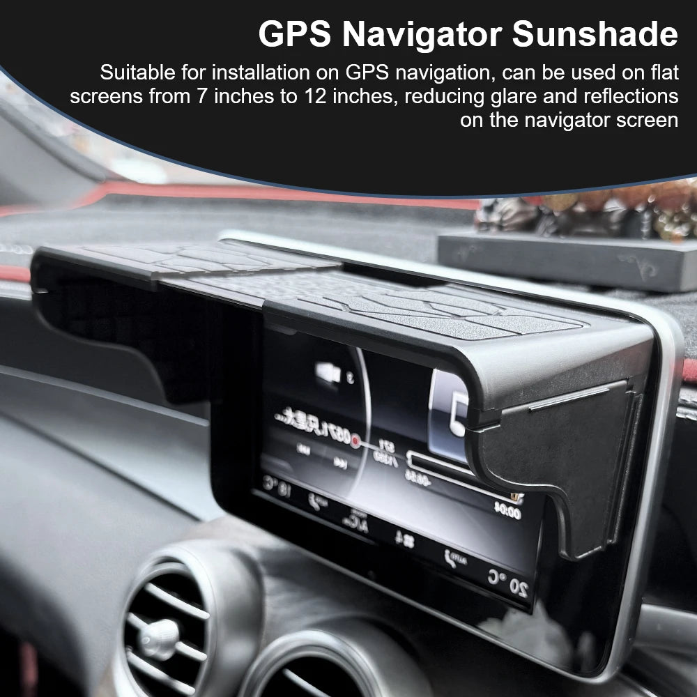 Car GPS Screen Sun Visor – Universal Anti-Glare Shield 7–12" GPS Screen Visor Axl