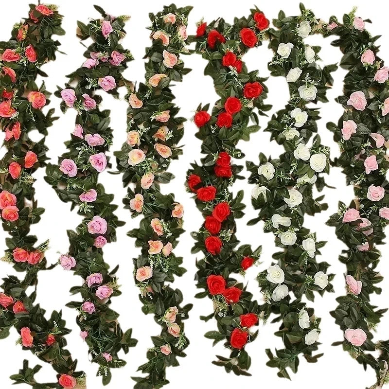 Artificial Rose Vine Garland – Silk Flower Wall Decor 220cm Silk Flower Garland Axl