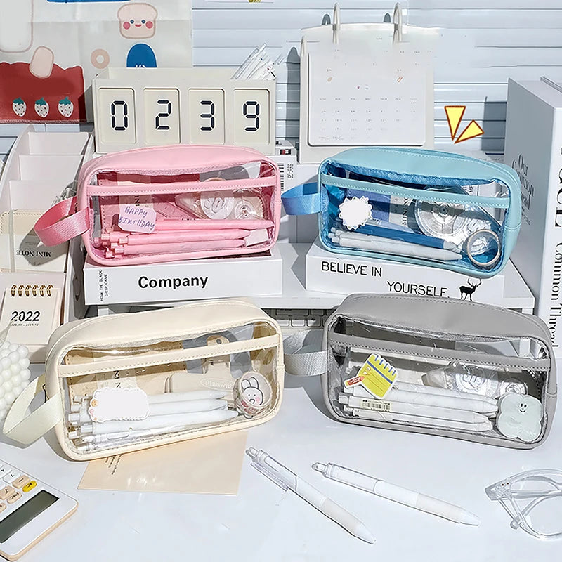 Transparent Waterproof Pencil Case – Large Capacity PVC Pen Bag Pencil Case Axl