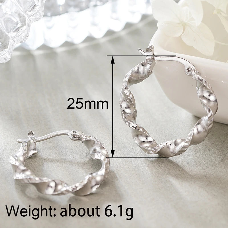Huitan Twisty Geometric Hoop Earrings – Trendy Women's Jewelry Hoop Earrings Axl