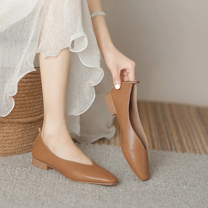 Women's Flat Loafers – Square Toe Casual Slip-On Shoes Women's Flat Loafers Axl