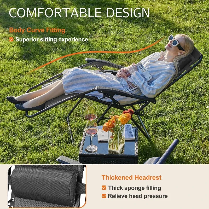 Zero Gravity Recliner Chair – Foldable Outdoor Lounge with Tray Outdoor Lounge Chair Axl