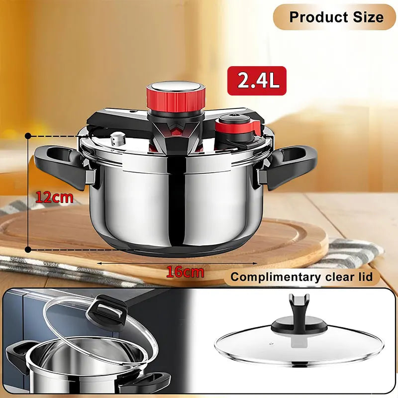 PGY Stainless Steel Pressure Cooker 1.8–7L | Induction + Glass Lid Pressure Cooker Axl