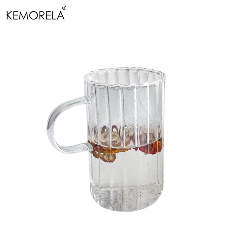 KEMORELA 500ml Heat-Resistant Striped Glass Tumbler Mug Glass Tumbler Axl 1PCS 401-500ml