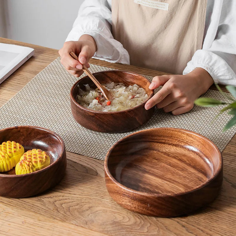 Solid Walnut Wood Bowl – Handcrafted Salad & Fruit Bowl Wooden Serving Bowl Axl