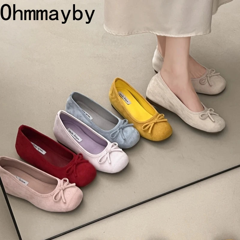 Women's Butterfly-Knot Mary Jane Ballet Flats Slip-On Ballet Flats Axl