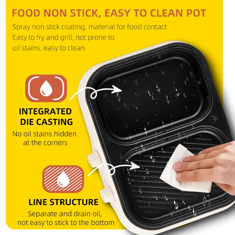 BALASHOV 2-in-1 Electric Hot Pot Grill Cooker – Non-Stick Electric Hot Pot Grill Axl