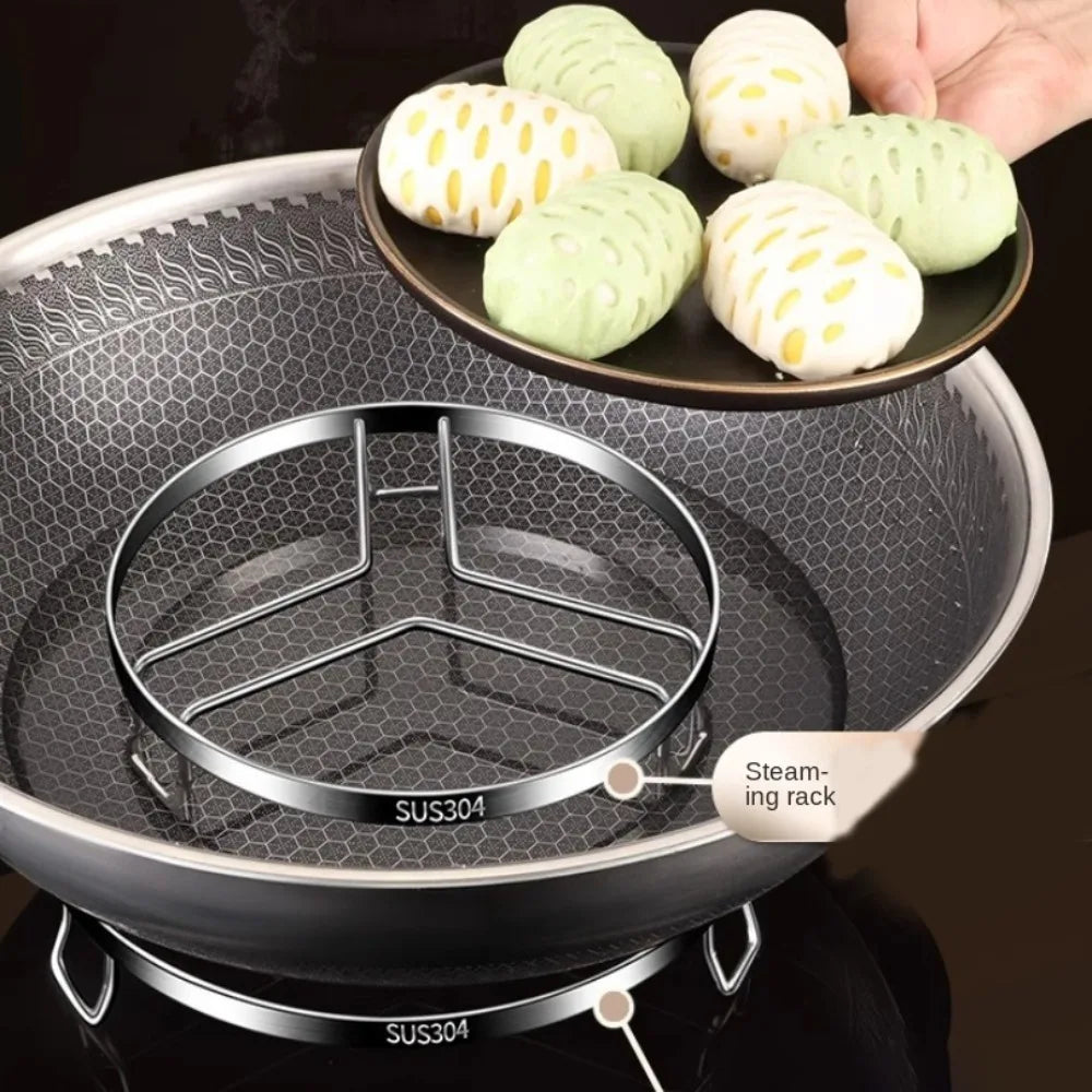 Stainless Steel Stackable Steamer Rack – 3 Sizes | Round Pot Rack Kitchen Steamer Rack Axl