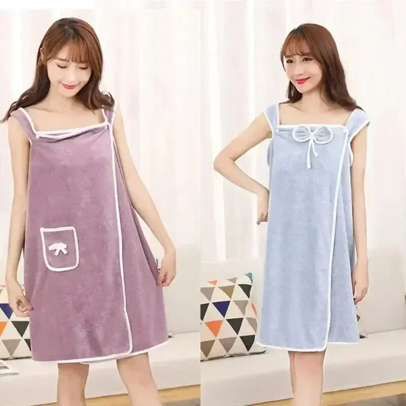 Women's Wearable Bath Towel Wrap – Fast Drying Spa & Gym Robe Wearable Bath Towel Axl