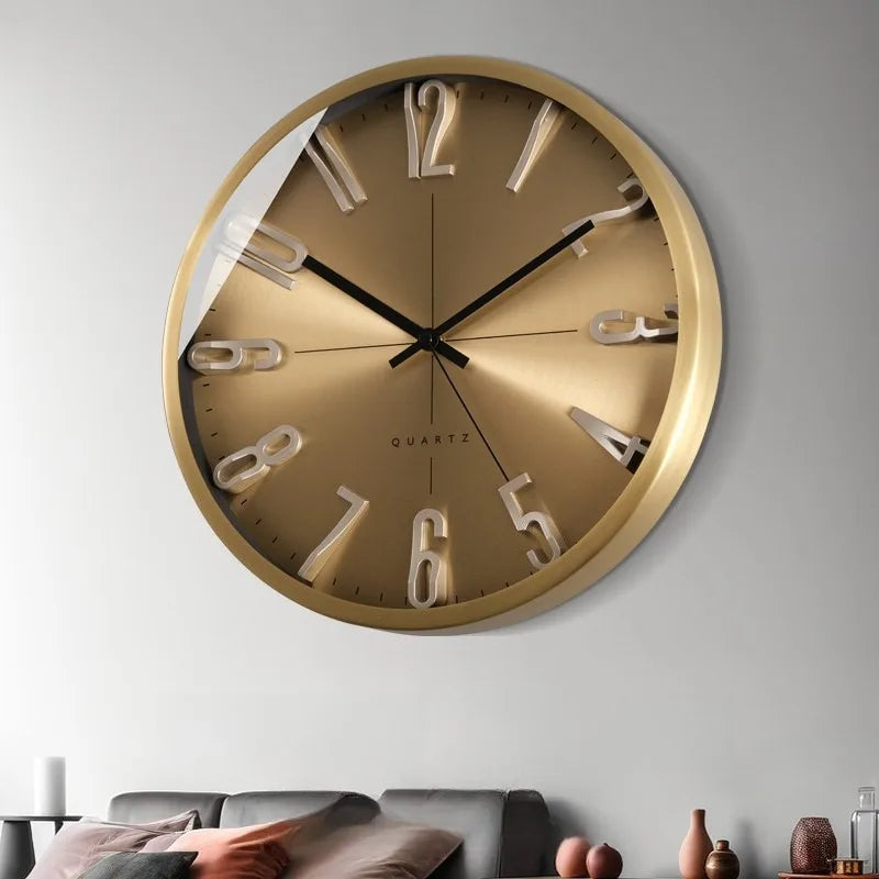 Modern Brass Wall Clock – Silent Minimalist Gold Home Decor Decorative Wall Clock Axl