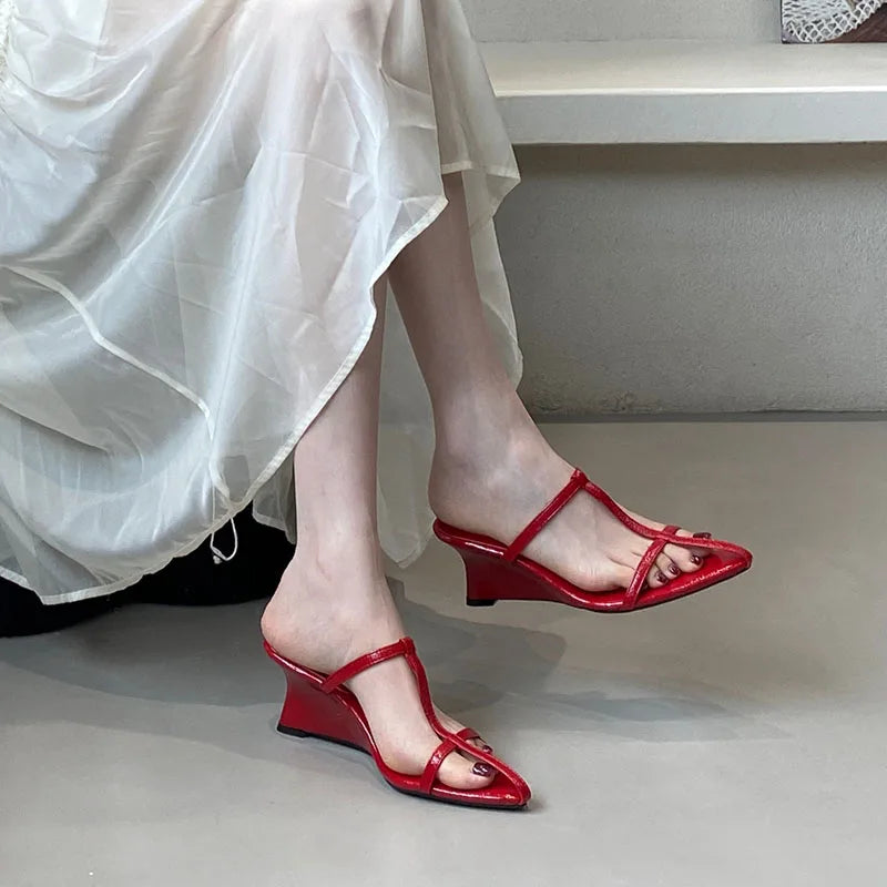 Women's Wedge Sandals – Pointed Toe High Heel Slip-On Shoes Wedge Sandals Axl