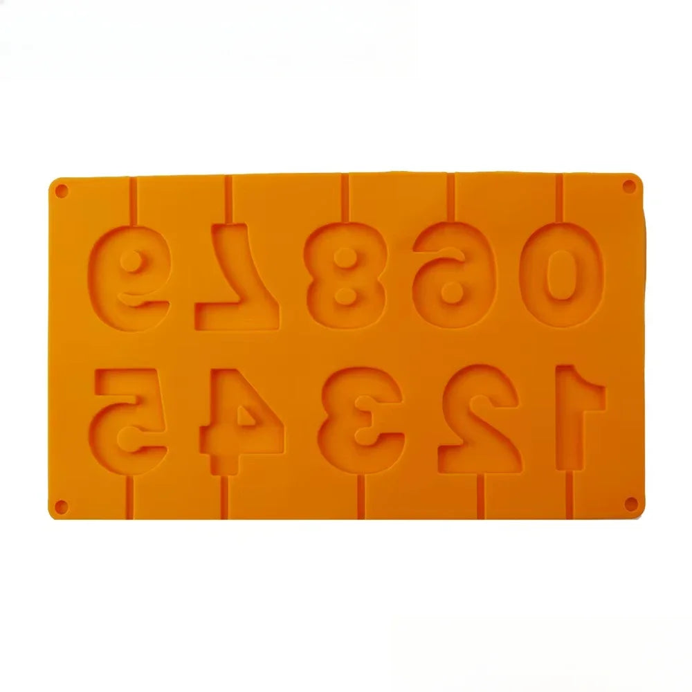 Silicone Number Mold 0–9 | Chocolate, Candy & Cake Baking Silicone Baking Mold Axl orange