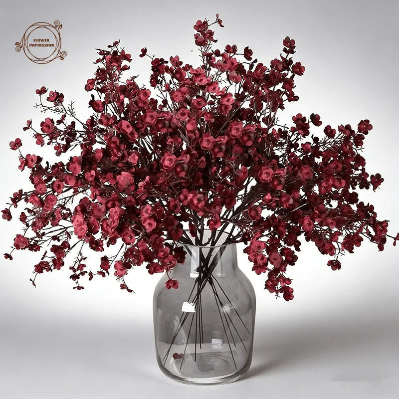 Artificial Burgundy Silk Flowers – Peach Blossom & Gypsophila Artificial Silk Flowers Axl