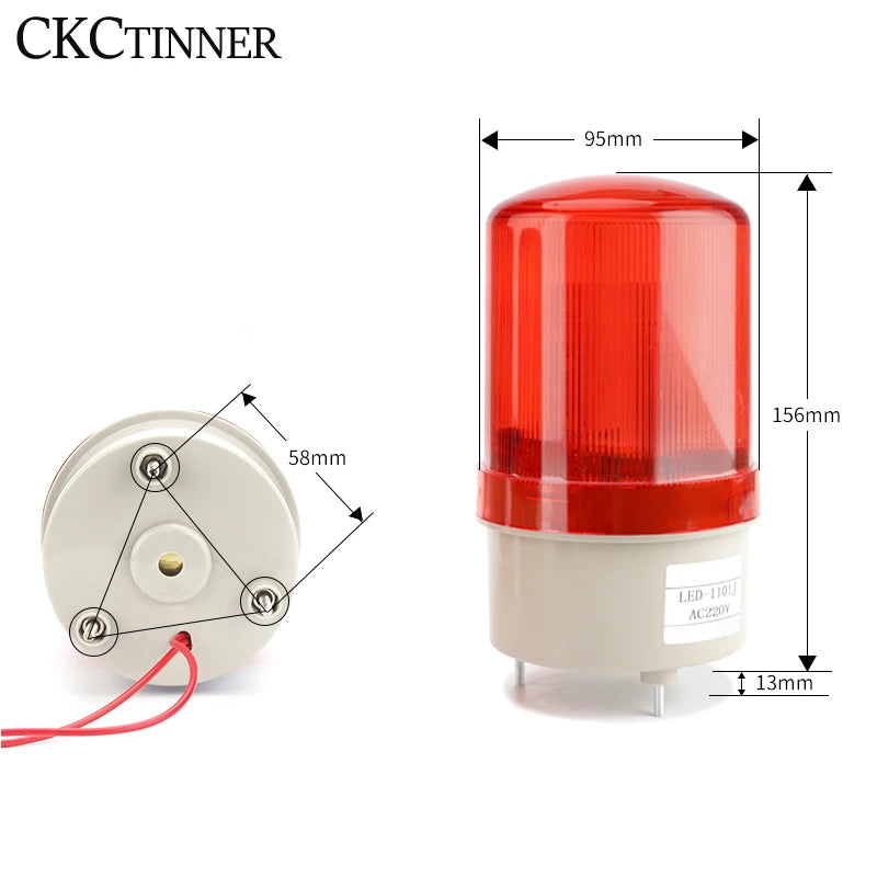 LED Strobe Warning Light & Buzzer 12V 24V 220V – LED-1101J Industrial Warning Light Axl