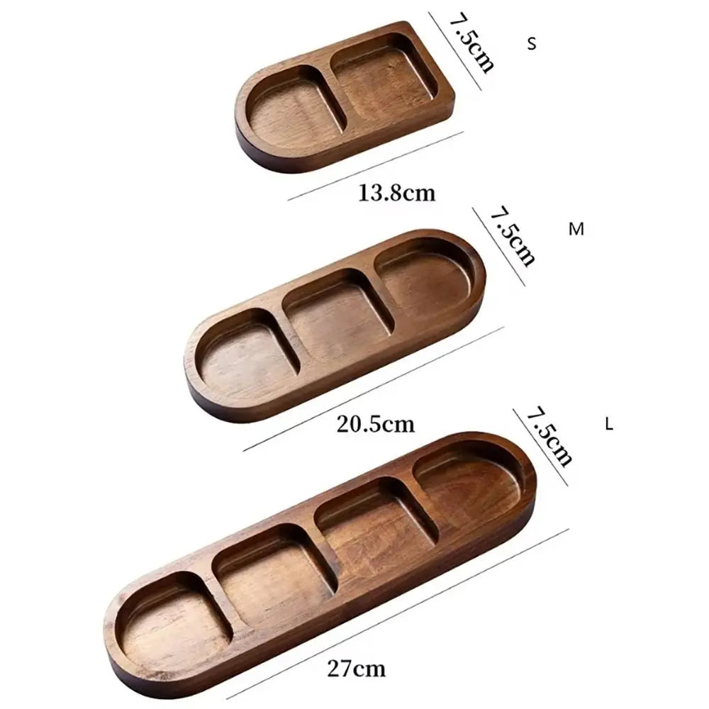 Solid Wood Serving Tray – 2/3/4 Grid Retro Seasoning Dish Wooden Serving Tray Axl