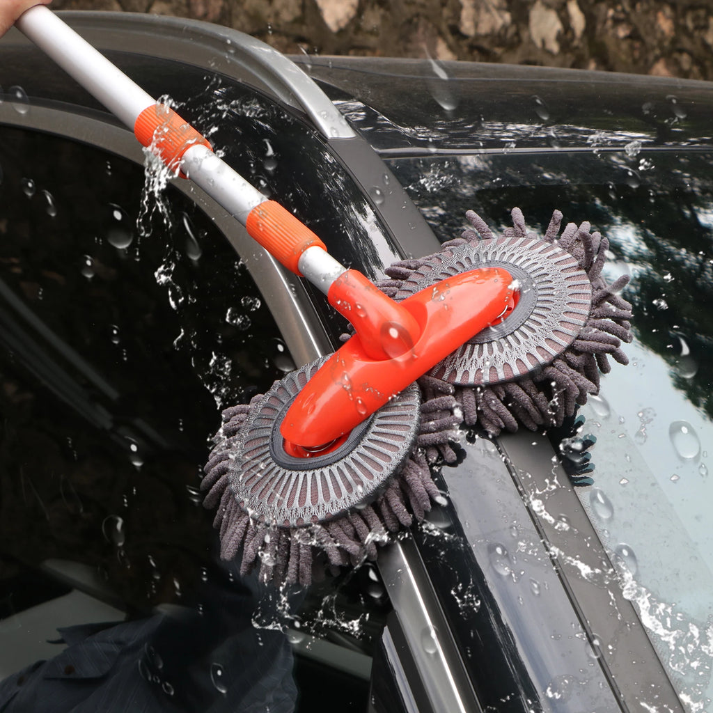 Telescopic Car Wash Mop – Dual Chenille Head 360° Rotating Car Wash Mop Axl