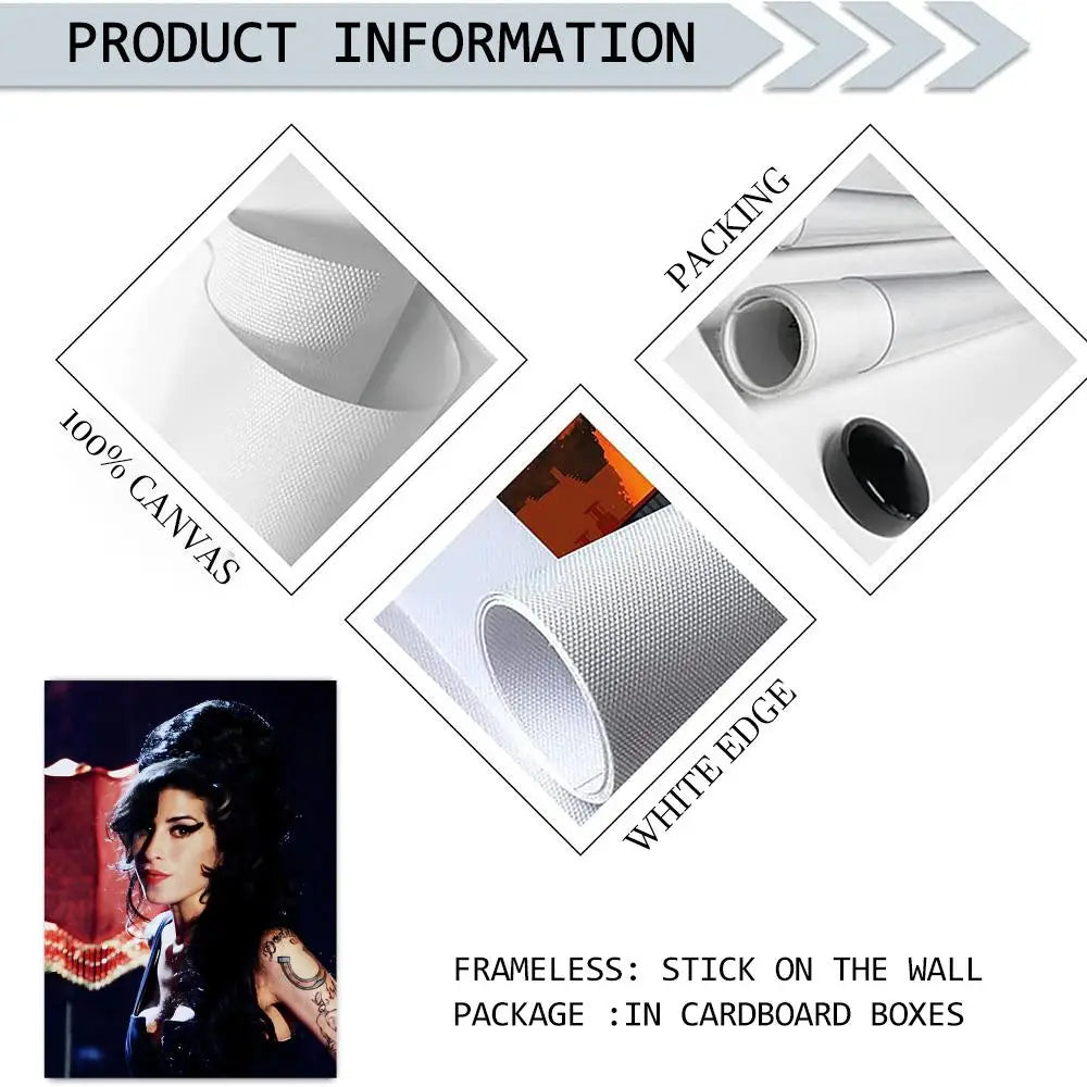 Amy Winehouse Canvas Wall Art – Frameless Music Poster Print Canvas Wall Art Axl