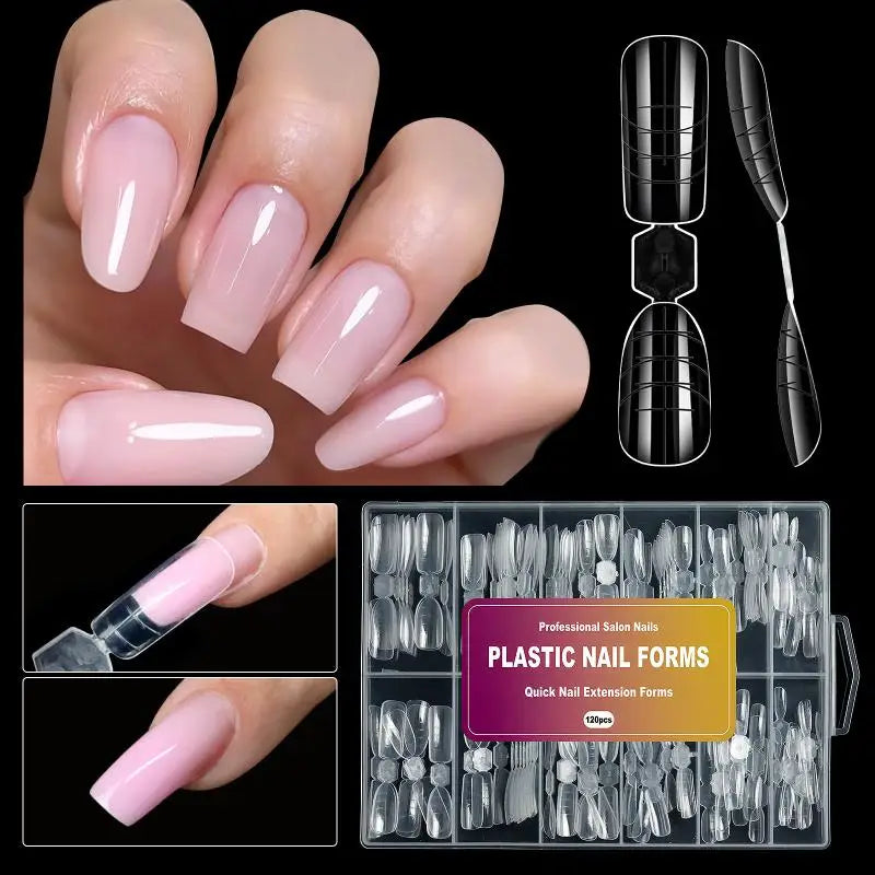 240 Pcs Dual Forms Nail Extension Mold Kit – Almond & Coffin Nail Extension Molds Axl