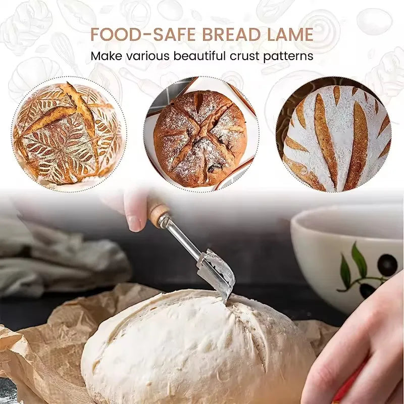Bread Lame Set – Stainless Steel Scorer & 5 Blades Bread Scoring Tool Axl