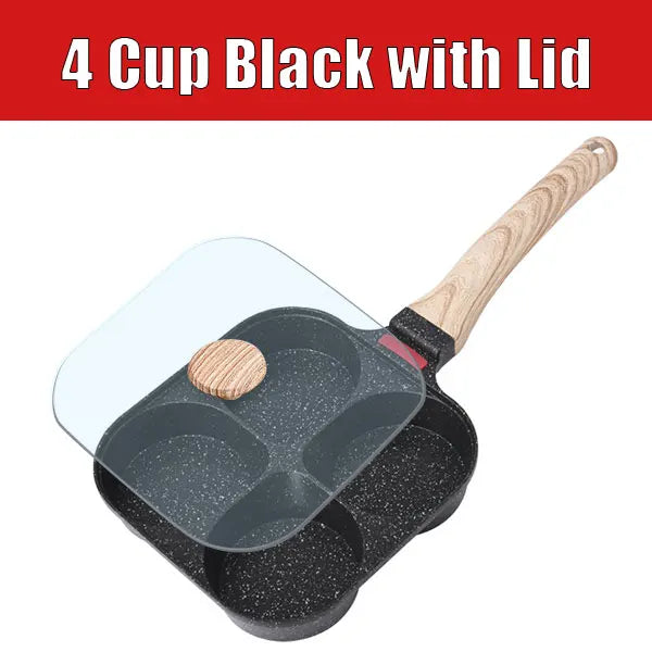 Nonstick 4-Cup Tamagoyaki Egg Pan – Gas & Induction Nonstick Egg Pan Axl 4 Cup Black with Lid
