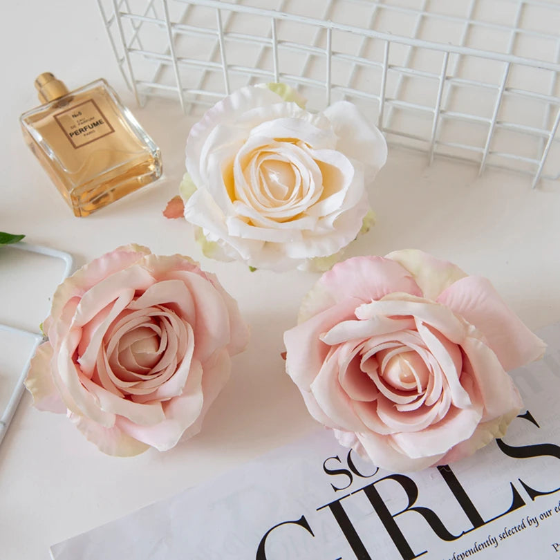 Silk Rose Artificial Flower Heads 10/20Pcs – Wedding & DIY Artificial Silk Flowers Axl