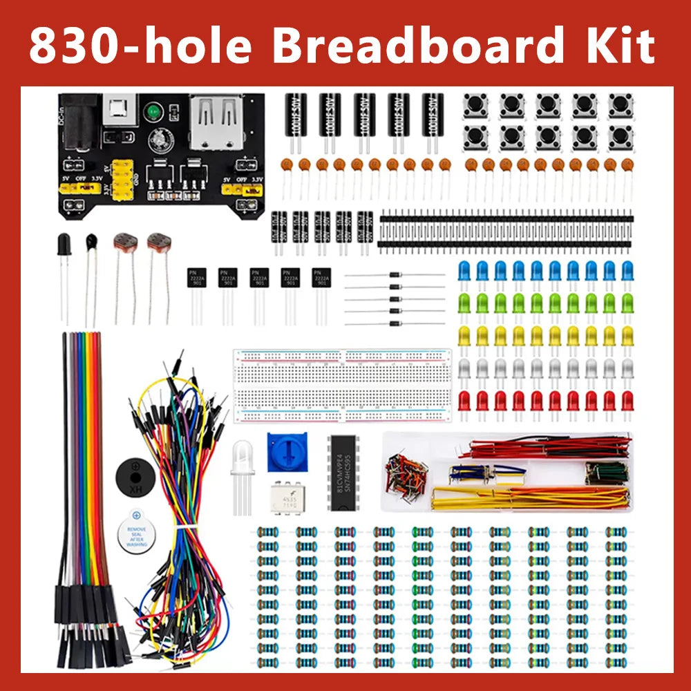Arduino Uno R3 Starter Kit – 830 Breadboard & Electronics Set Electronics Starter Kit Axl