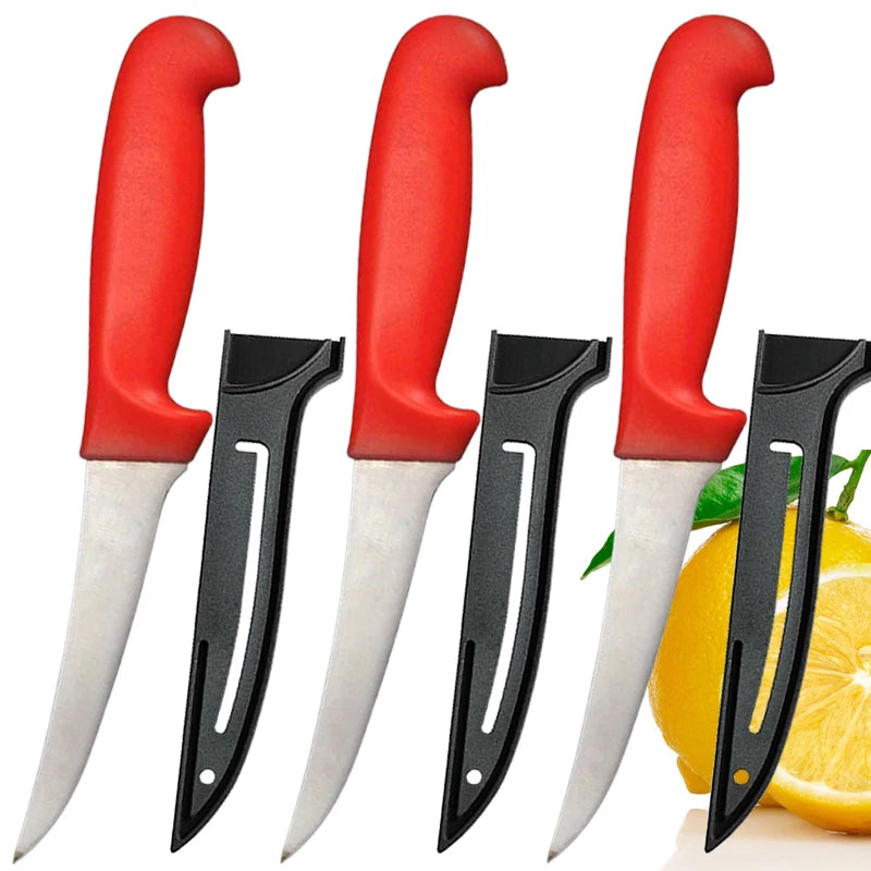 Stainless Steel Boning Knife – Meat Cleaver & Slicing Knife Boning Knife Axl 3pcs red