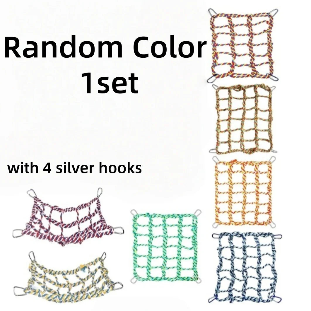 Cotton Rope Pet Hammock Climbing Net for Parrots & Guinea Pigs Pet Hammock Net Axl Random Color 1set