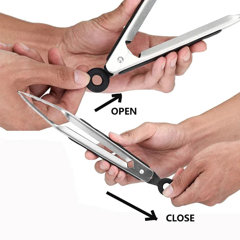 Stainless Steel BBQ Tongs – Kitchen, Grill & Camping Clips BBQ Grill Tongs Axl