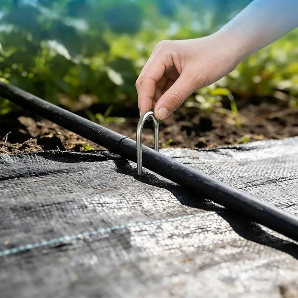 10-Pack U-Type Metal Garden Staples – Galvanized Sod Pins Garden Ground Stakes Axl