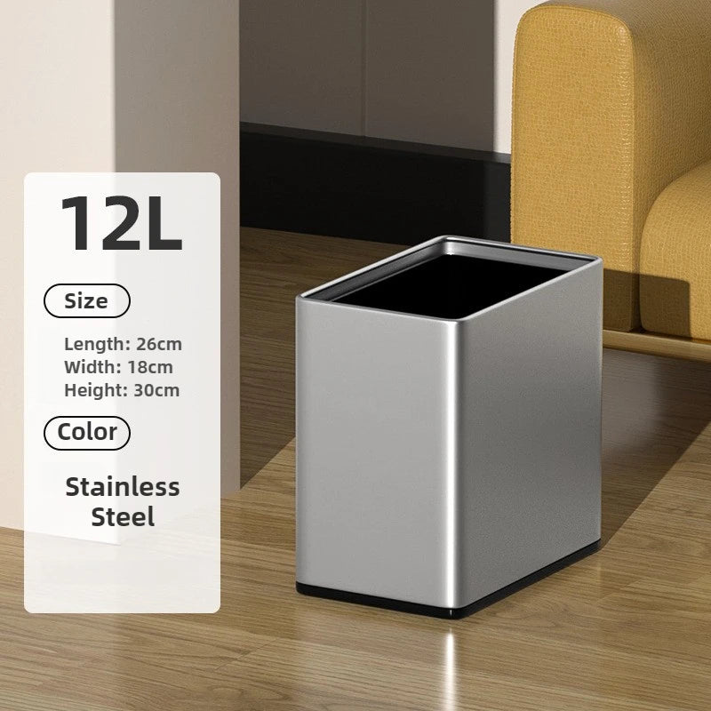 Stainless Steel Trash Can 12L – Modern Open-Top Waste Bin Stainless Waste Bin Axl Stainless Steel