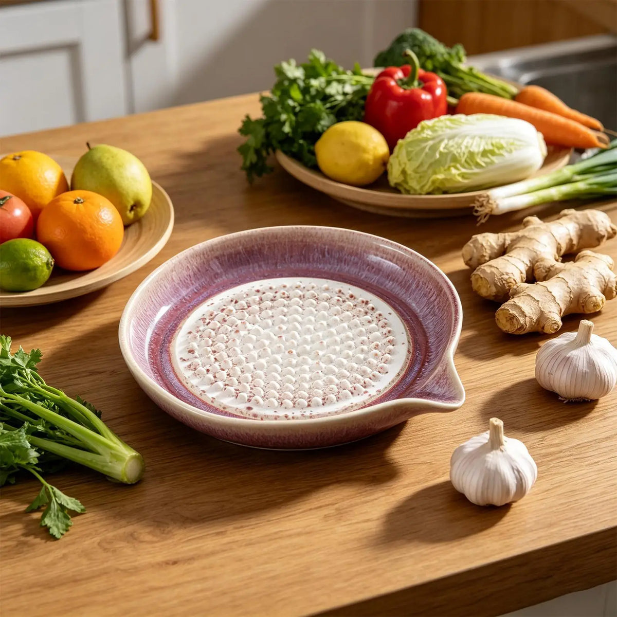 Handmade Ceramic Garlic Grater Plate – Gradient Glaze Kitchen Dish Ceramic Grater Plate Axl