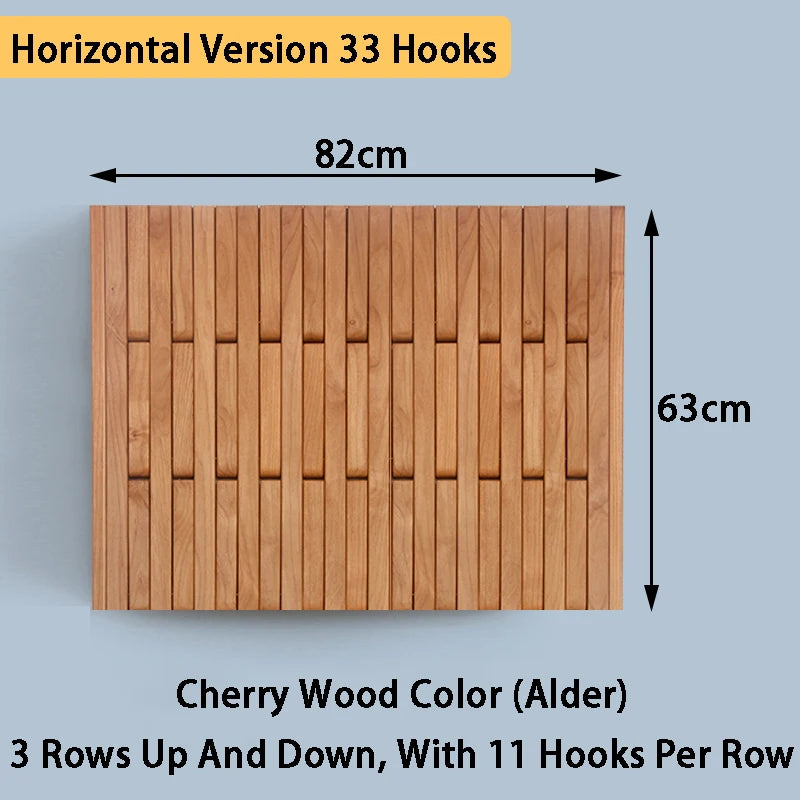 Solid Wood Wall-Mounted Coat Rack – Piano Key Hook Design Wall-Mounted Coat Rack Axl Alder 63X82CM